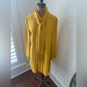 Tory Burch - Size 6 - 100% Silk Yellow Gold Dress - Buttons Down